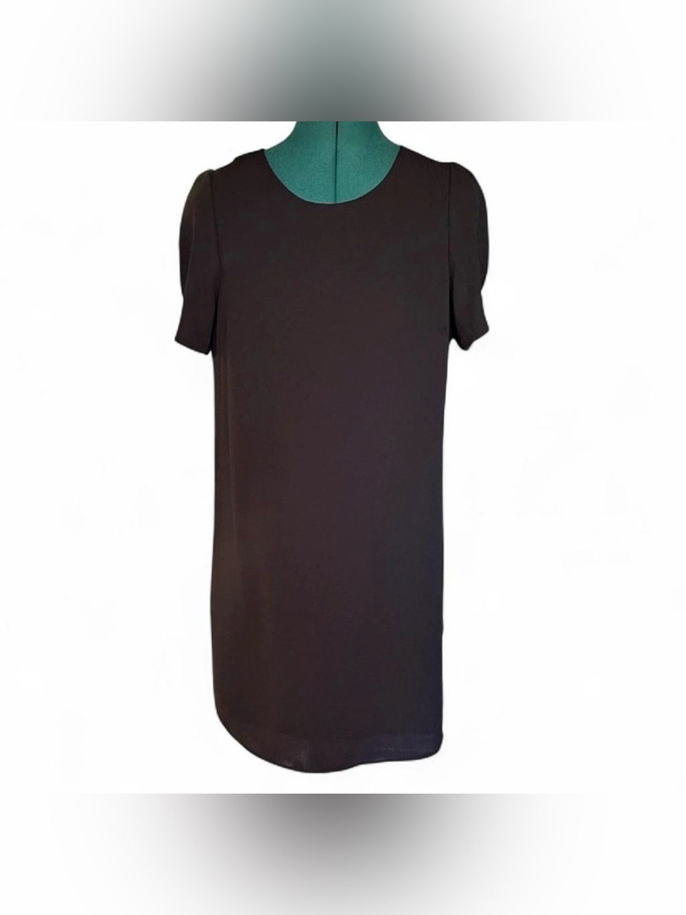 Soprano Black Mini Dress with Short Puff Sleeves